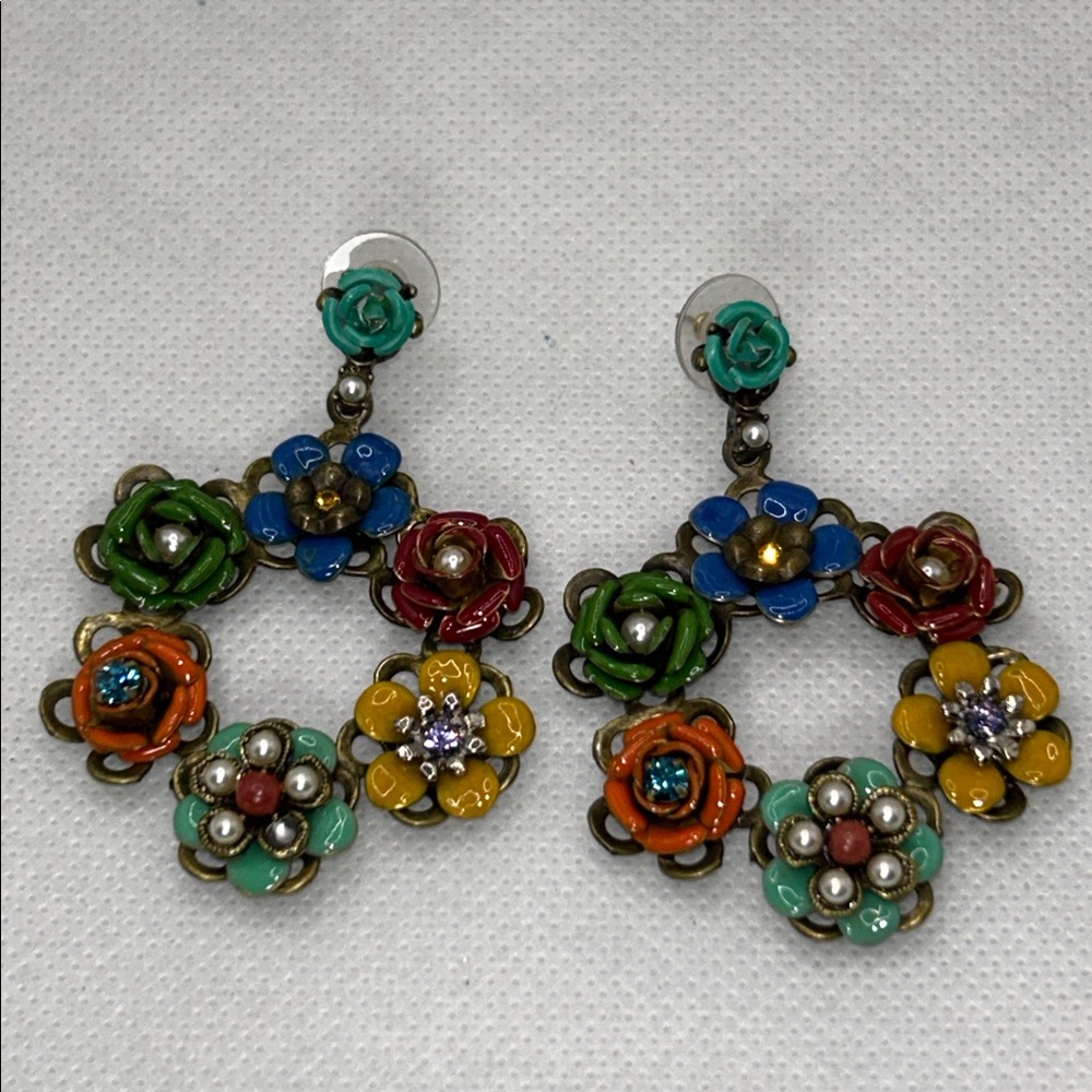 NWOT Floral Drop Earrings By Designer Sweet Romance